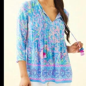 Lilly Pulitzer Blue and Pink Blouse
